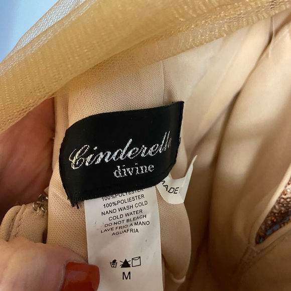 Cinderella Gold Sequin Prom Dress - Picture 6 of 7